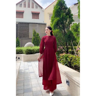 Áo dài tứ thân đỏ đô