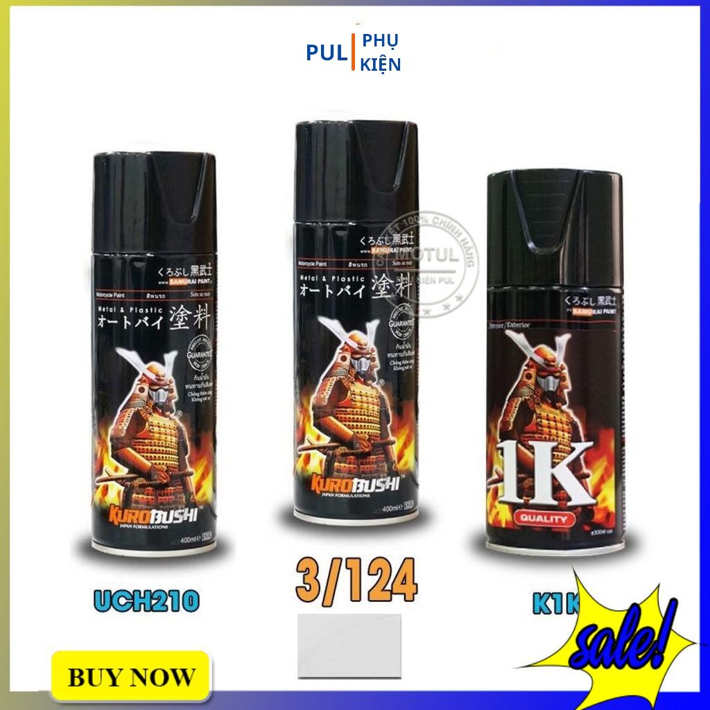 Combo 3 chai sơn samurai màu bạc chính hãng gồm 3/124 - UCH210 - K1K - giấy nhám P800