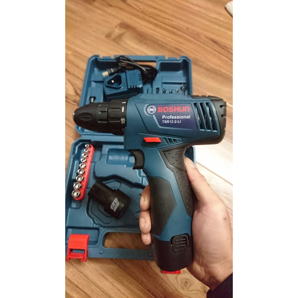 Bộ máy khoan pin, bắt vít pin BOSHUN TSR18 đa năng - Có 2 PIN dùng cả ngày | BigBuy360 - bigbuy360.vn