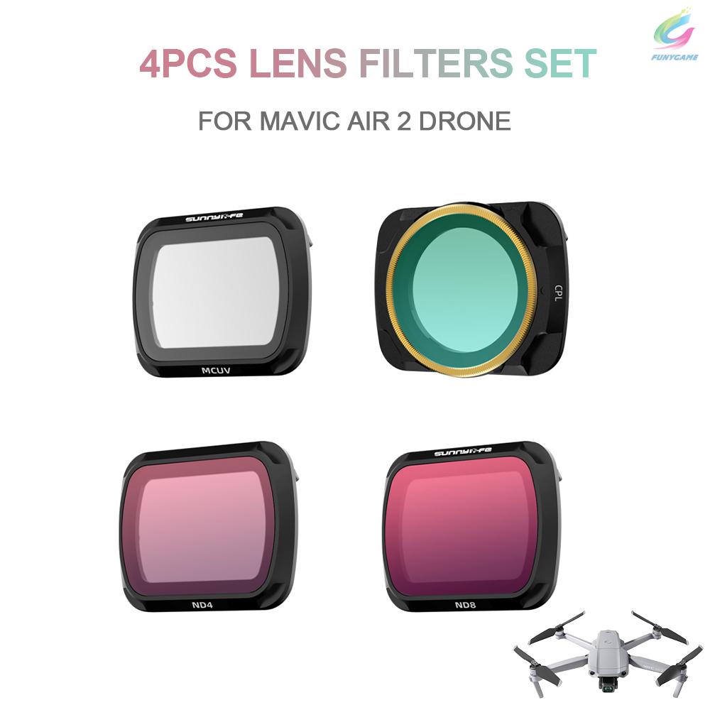for DJI Mavic Air 2 Drone 4pcs Lens Filter Set MCUV CPL ND4 ND8 Filter Combo Multi-coated Filters Camera Lens Glass[fun]