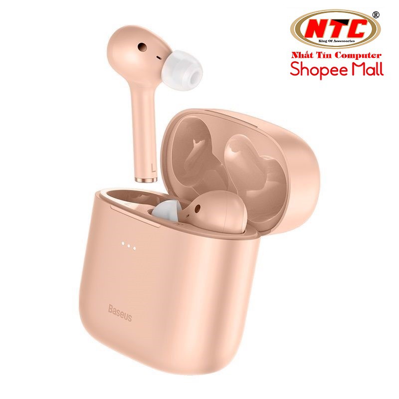 Tai nghe Bluetooth TWS Baseus Encok W06 Wireless charger, APT-X Support, iP55, CVC Noise Canceling - Hãng phân phối