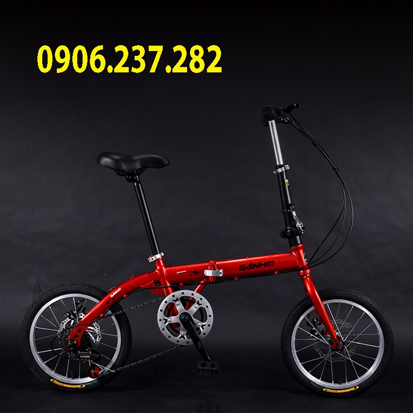 Xe đạp gấp gọn Sanhema BẢN 2 PHANH ĐĨA CAO CẤP- Xe đạp địa hình 16inch, 14inch khung carbon siêu nhẹ chịu lực 120KG