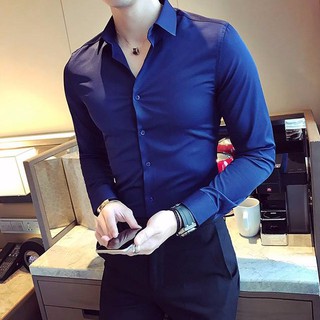 Áo Sơ Mi Nam Hàn Quốc Mẫu Mới Nhất - Màu Xanh Dương