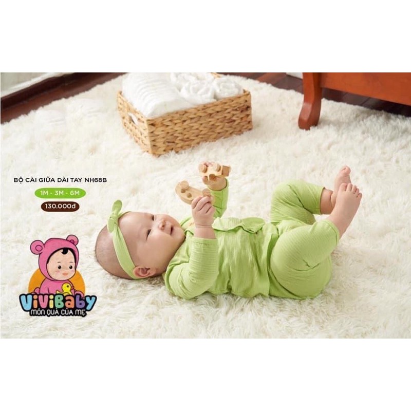 [Xả hàng] Bộ cài giữa dài tay Lullaby NH68B (Sz 1-6m)