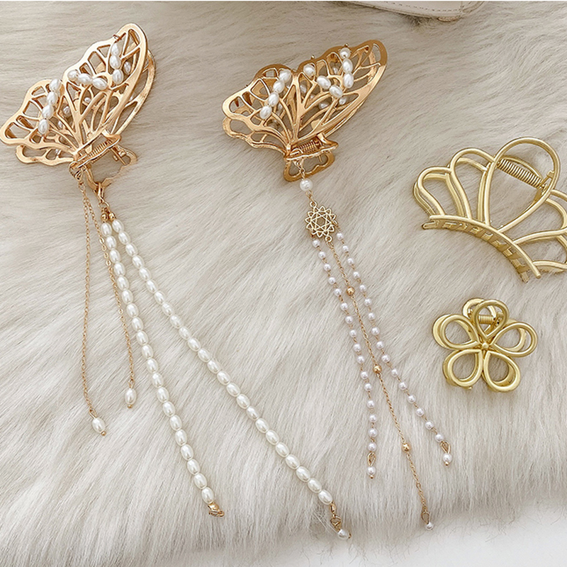 Kẹp Tóc Kim Loại Màu Trơn Phong Cách Hàn Quốc Cho Nữ