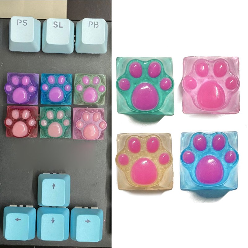 OEM Nút Bàn Phím Hình Chân Mèo Hello Kitty Bằng Nhựa Resin Màu Rgb Trong Suốt