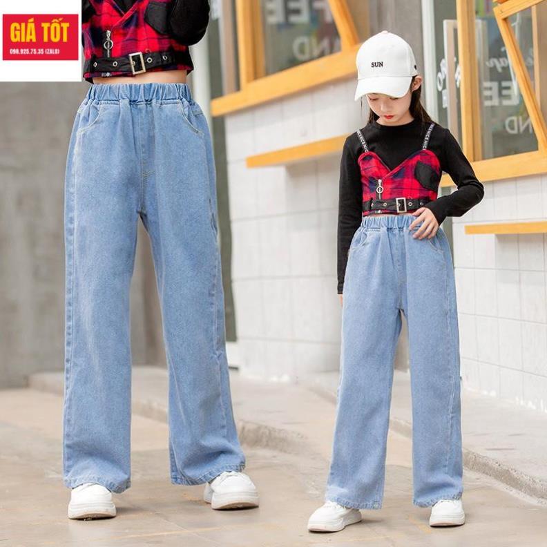 Quần jean ống rộng cho bé gái (3 - 12 tuổi☑️ Thời trang bé gái mập 35kg, 40kg, 45kg