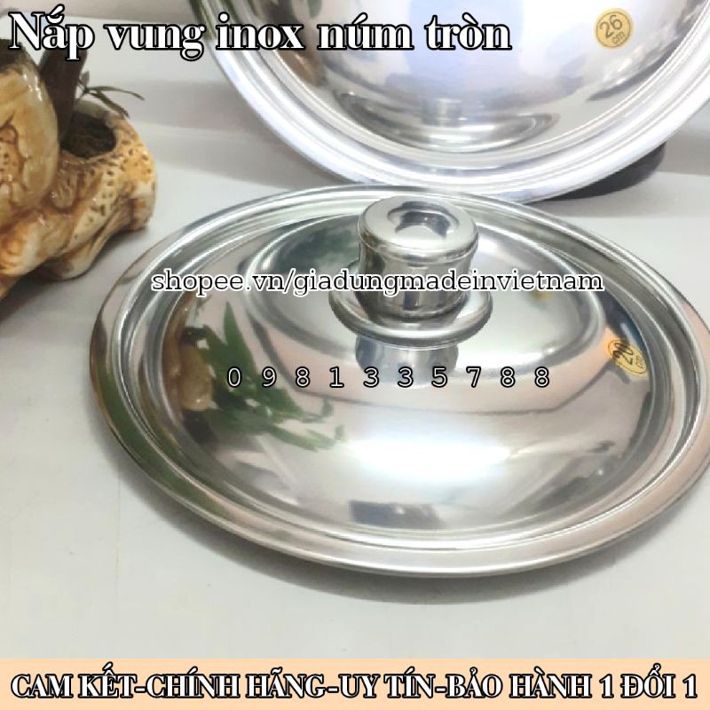Nắp vung inox VIETCOOK dùng cho nồi, chảo, quánh đủ size 14, 16, 18, 20, 22, 24, 26, 28, 30, 32 cm