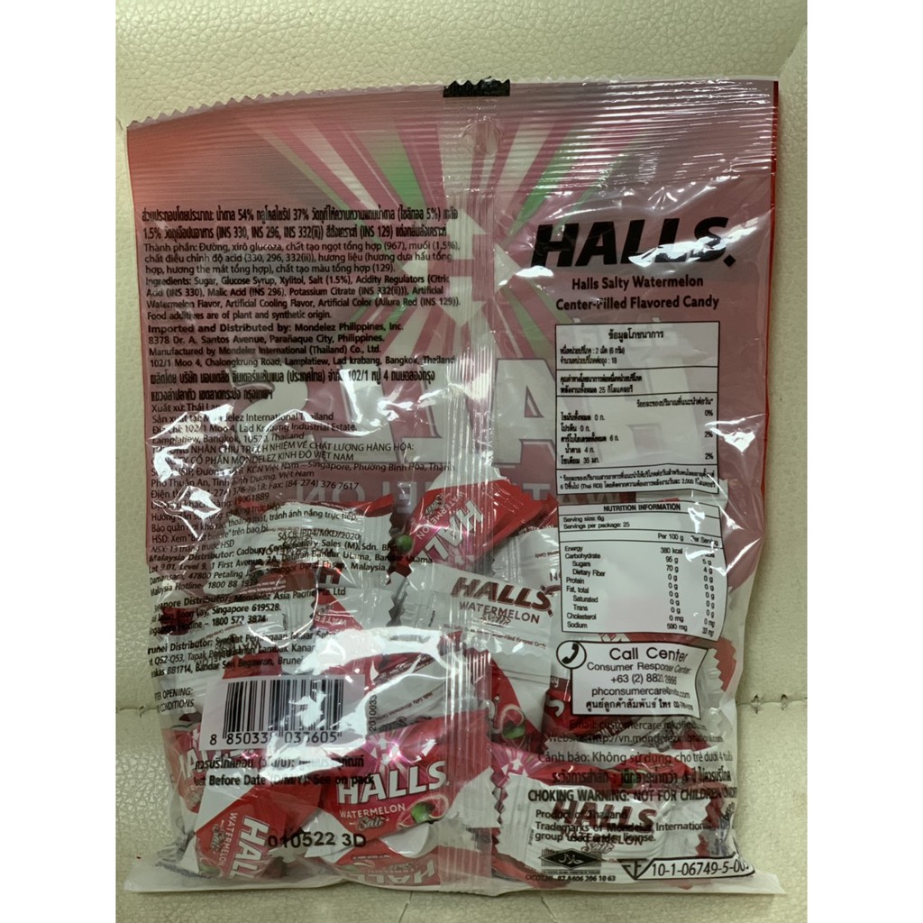 ❤️ Kẹo Halls Thái Lan ( Vị Dưa Hấu , Vị Chanh ) Bịch 108g