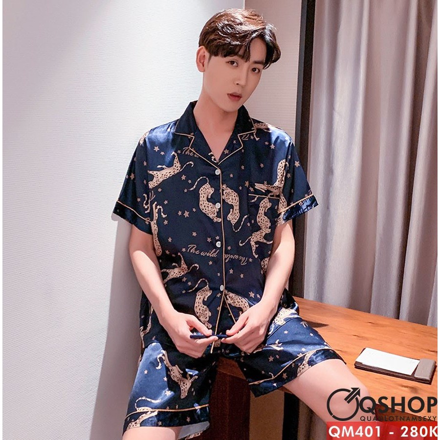 BỘ ĐỔ PIJAMA NAM QUẨN NGẰN, TAY NGẮN QM401
