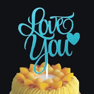 Topper chữ Love you xanh