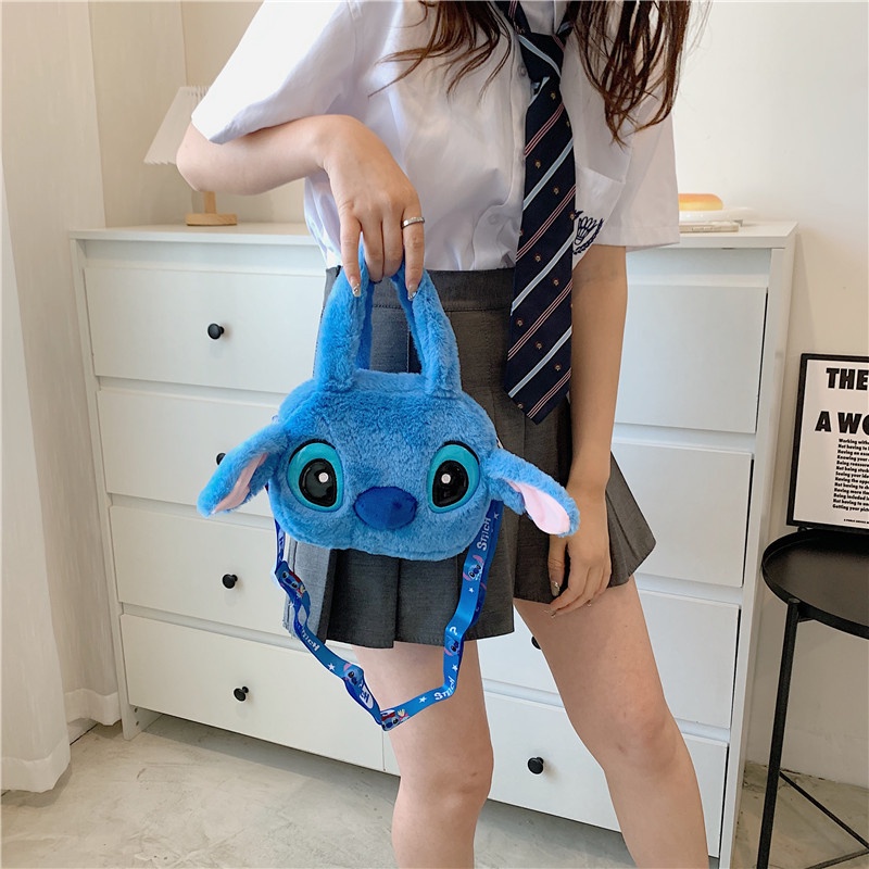 DISNEY Túi Đeo Vai Hình Gấu Pooh / Stitch Nhồi Bông Dễ Thương Cho Bạn Gái