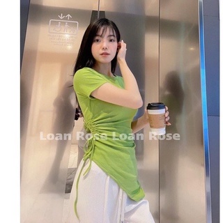 Áo kiểu nữ tà xéo Chất Thun gân mềm