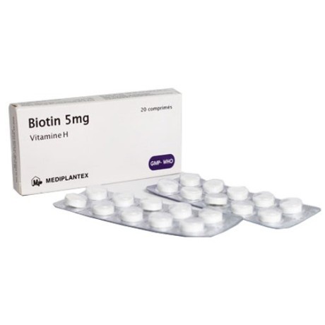 Biotin 5mg - Vitamin H - Giúp da và tóc đẹp - Hộp 20 viên