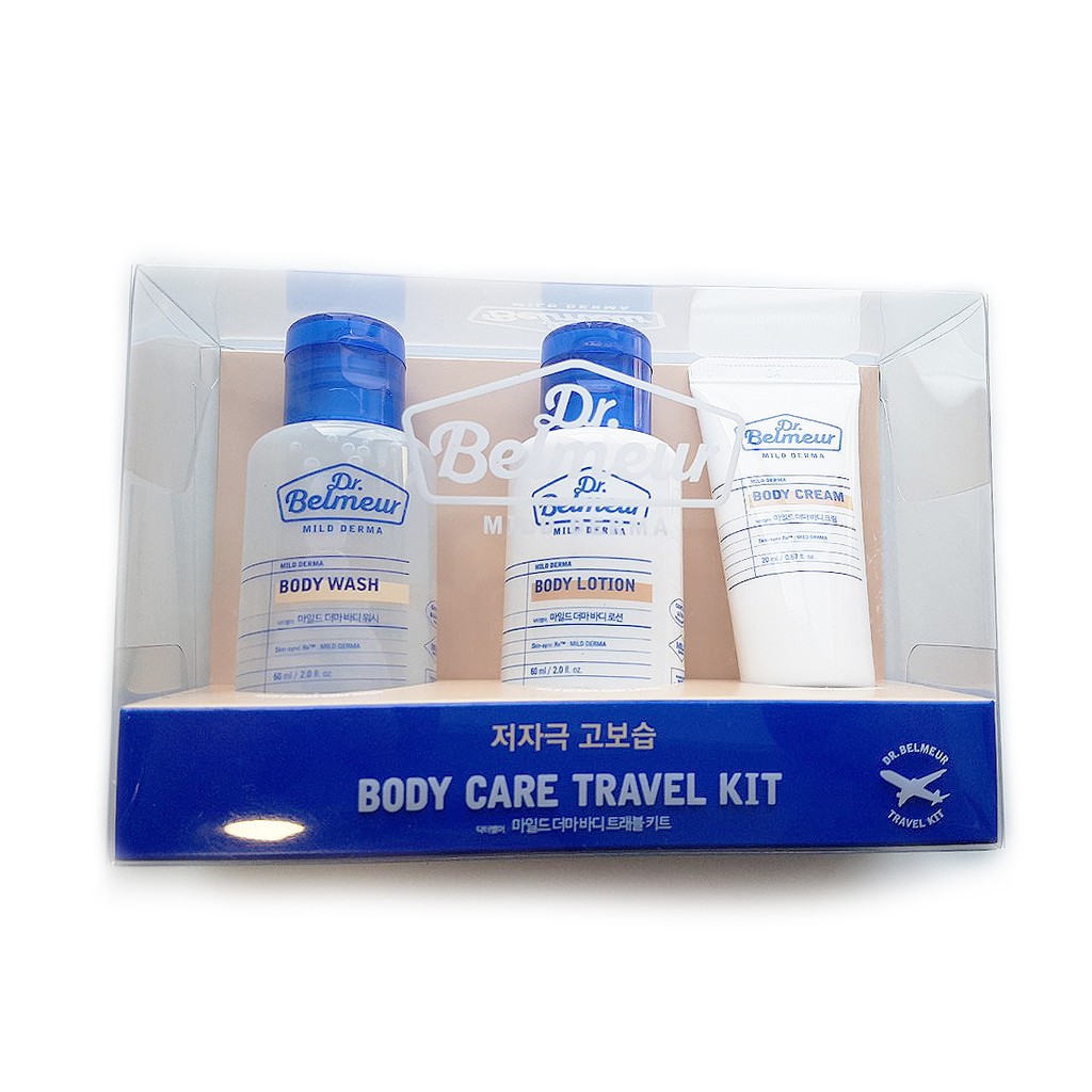 BỘ DƯỠNG DA TOÀN THÂN MINI 3 MÓN DR. BELMEUR MILD DERMA BODY CARE TRAVEL KIT