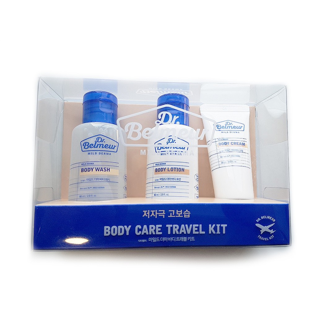 BỘ DƯỠNG DA TOÀN THÂN MINI 3 MÓN DR. BELMEUR MILD DERMA BODY CARE TRAVEL KIT