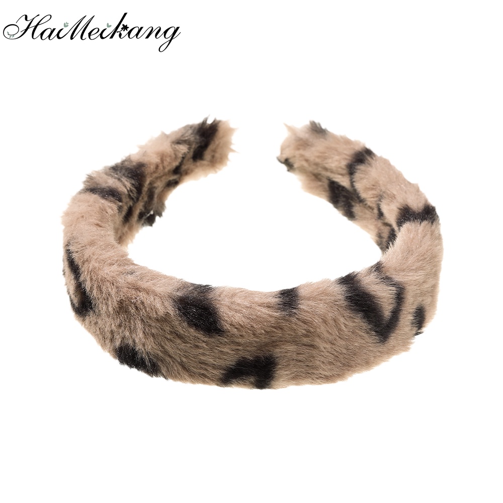 Cài tóc HAIMEIKANG bằng lông nhung họa tiết da báo chống trượt thời trang thu đông độc đáo
