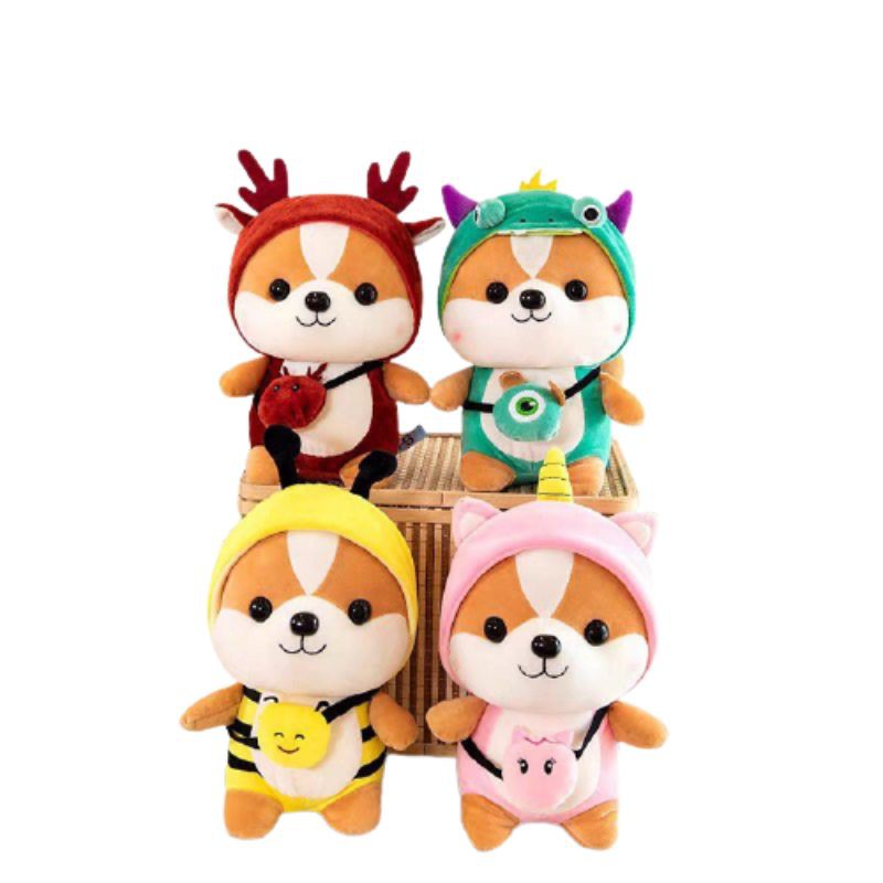 Gấu Bông Chó Shiba Cosplay Mềm Mịn Cao Cấp