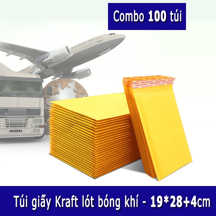 [FREESHIP 50K - RẺ VÔ ĐỊCH] 100 Túi Giấy Lót Bóng Khí (Kraft) 19x28+4cm - Phong Bì Đóng Gói Hàng Hóa Chống Sốc