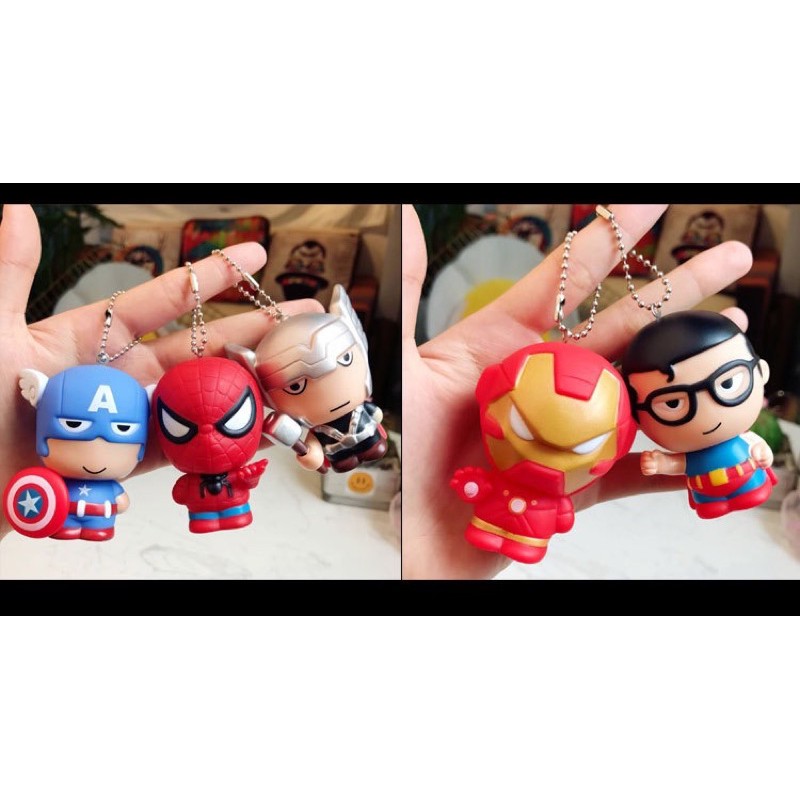 Móc treo chìa khóa siêu snh hùng Marvel chibi đầu bự cute lạc lối (Có sẳn)