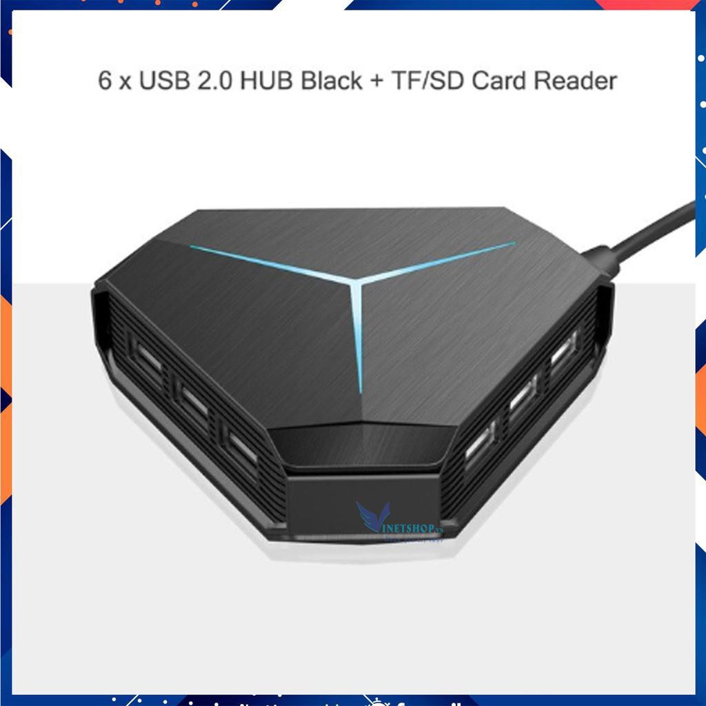 Bộ Chia USB 6 Cổng Dài 1m, USB Hub 2.0/ 3.0 Tiện Dụng Hình Lục Giác Có Đèn LED Báo Hiệu Xgaming store -dc3923