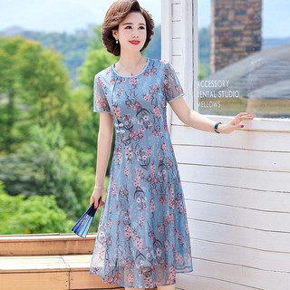 Rẻ và đẹp✙váy mùa hè mẹ 40-50 tuổi và phụ nữ cũ cao cấp Đầm voan mới