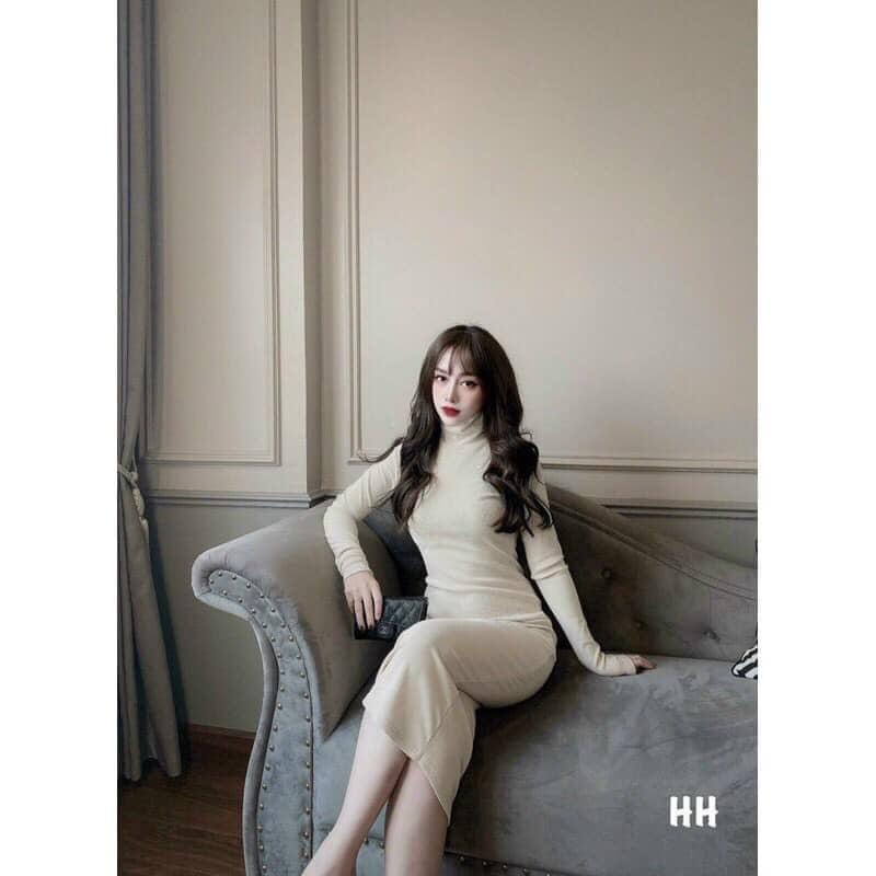 Váy body nỉ tăm cổ cao 4 màu (kèm ảnh thật,video) | BigBuy360 - bigbuy360.vn