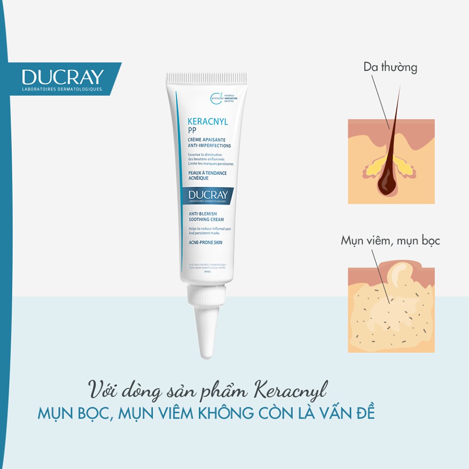 kem dưỡng Ducray Keracnyl PP Anti-blemish soothing cream 30ml