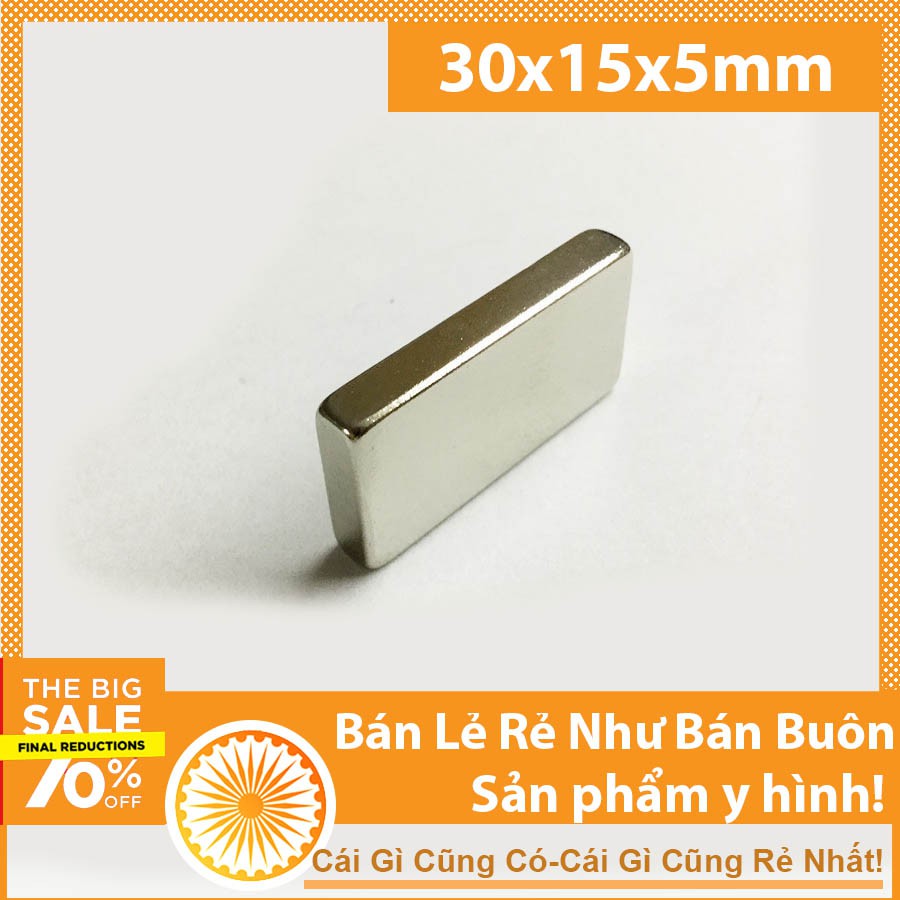 Nam châm đất hiếm 30x15x5mm siêu mạnh N35