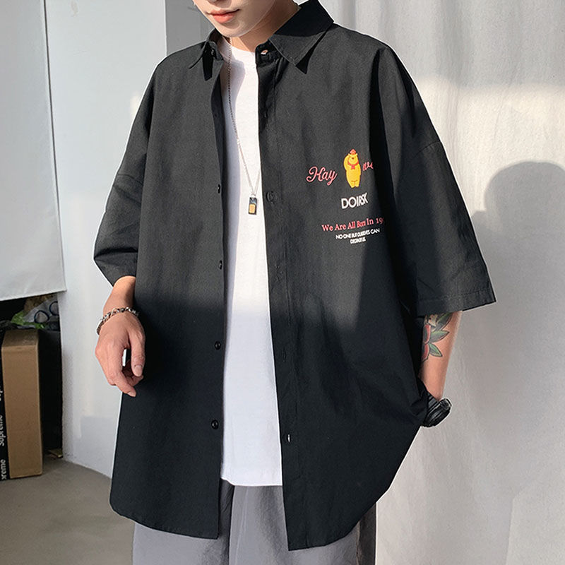 Áo sơ mi tay ngắn in hình gấu hoạt hình thời trang mùa hè cho bé trai size S-3XL | BigBuy360 - bigbuy360.vn