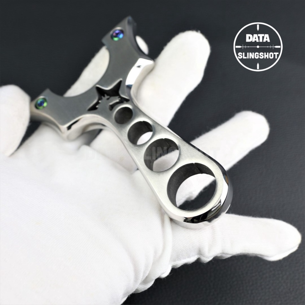 Ná Cao Su Inox CNC Sao Thiên Mã Chạc 7.5 Mài Bo Cạnh Hoàn Thiện gắn sẵn 2 ốc Titan +Nam Châm - Chạc kẹp - DATA SlingShot