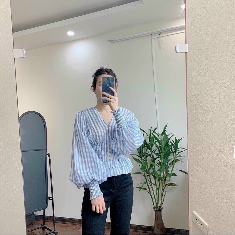 Áo sơ mi kiểu cách điệu tay phồng SIÊU XINH TRIPBLE T DRESS - free size