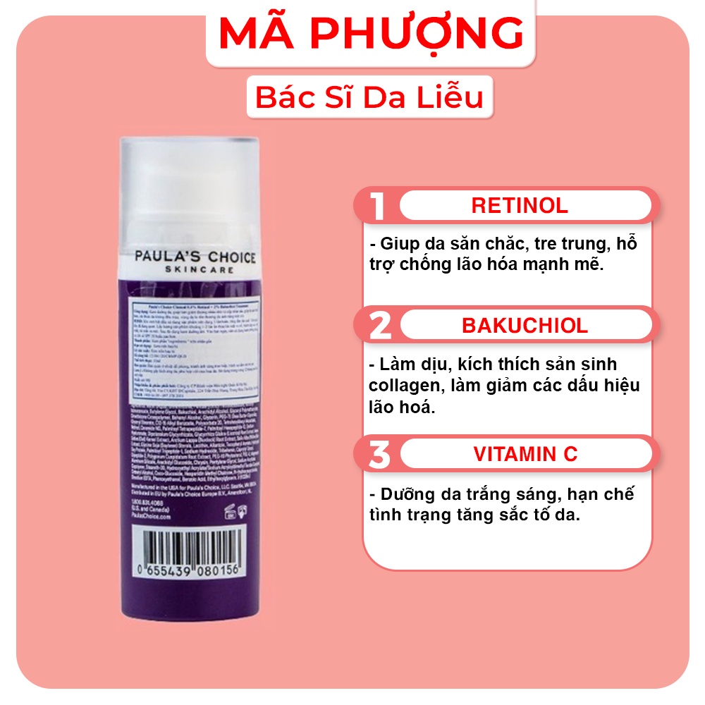 0.3% RETINOL + 2% BAKUCHIOL PAULA'S CHOICE tinh chất chống lão hoá