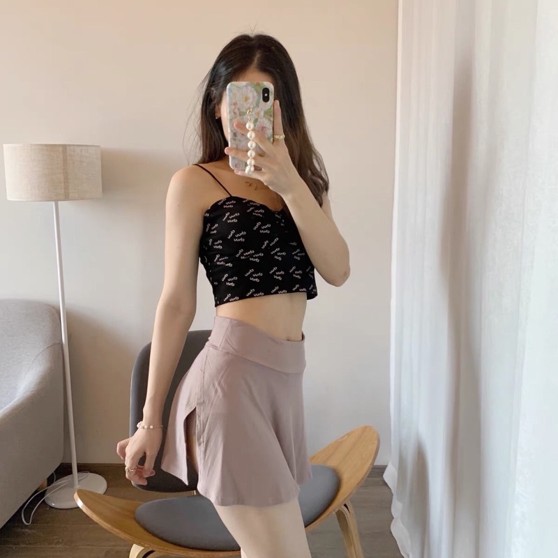 Chân Váy Thun Siêu Ngắn Cắt Xẻ Có Lót Quần Bên Trong Sexy, Dễ Phối Đồ