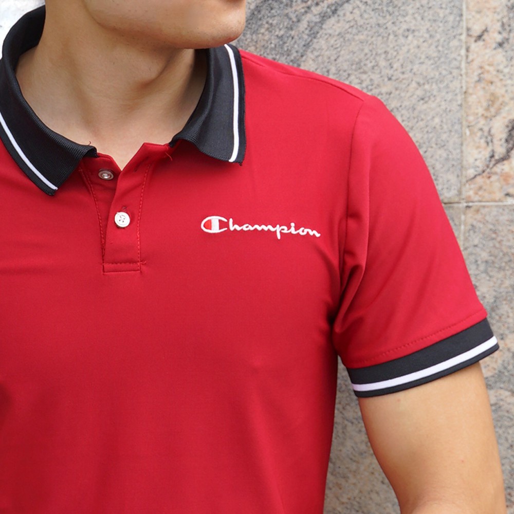Áo thun nam POLO thêu chữ Champion cotton lạnh sang trọng đỏ đô- Glory A30521DD | BigBuy360 - bigbuy360.vn
