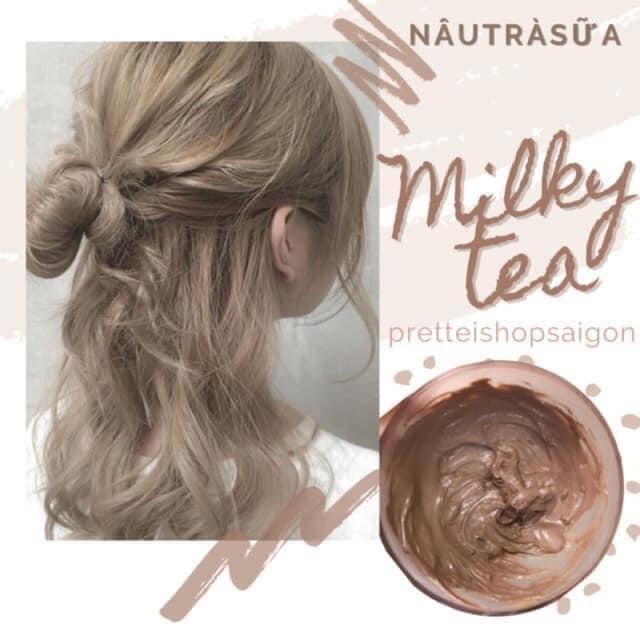 Thuốc nhuộm tóc màu Nâu Trà Sữa siêu hot + tặng kèm oxy và gang tay