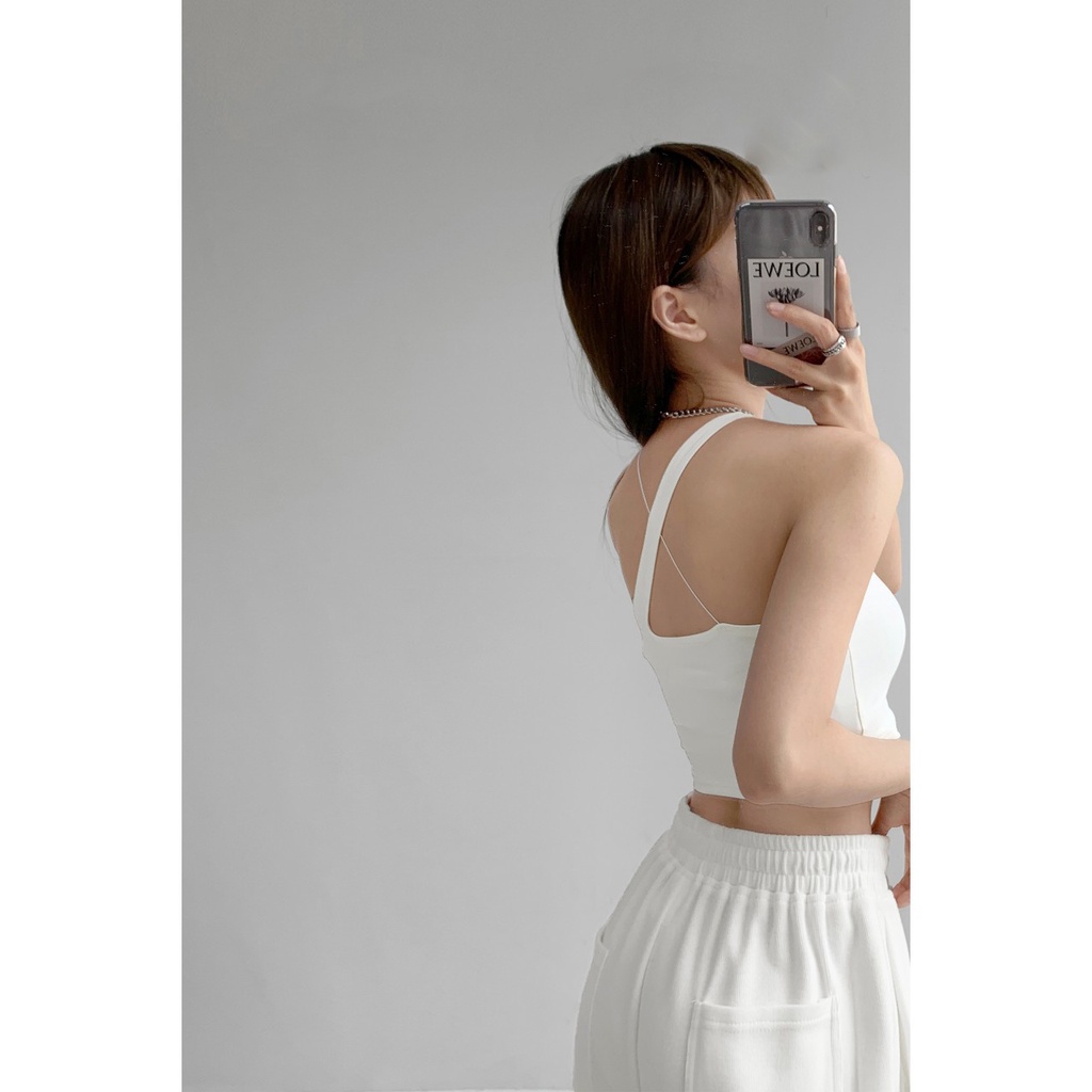 Áo nữ croptop Áo ống hai dây đan chéo JUNEST chất siêu mịn co giãn 4 chiều