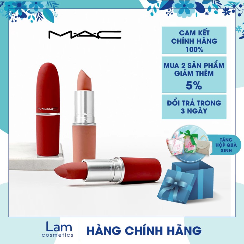 Son môi MAC Powder Kiss Lipstick 3g [Phiên bản giới hạn] LIMITTED 2021 full box hãng. 4.8