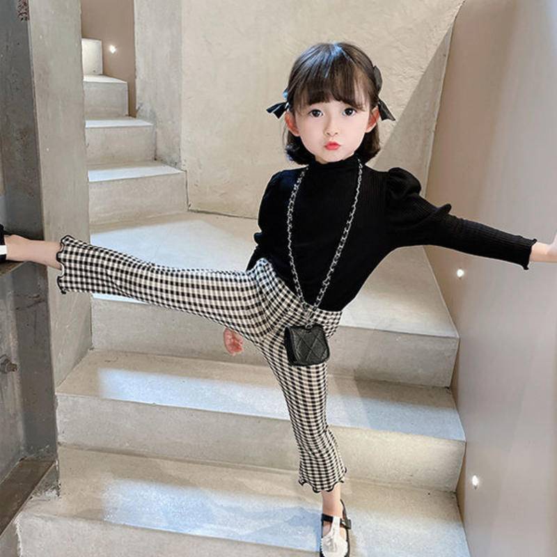 Quần Ống Loe Kẻ Sọc Caro Thoải Mái Dễ Phối Đồ Thời Trang Xuân Thu Cho Bé Gái 5555