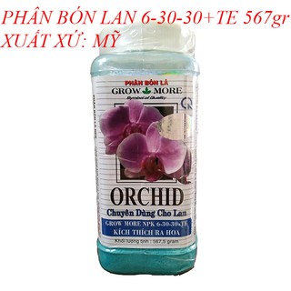phân bón kích ra hoa NPK GrowMore OrChid 6-30-30 + TE giúp hoa Lan nở to, màu đẹp dầy, cành chắc khỏe, hương lâu