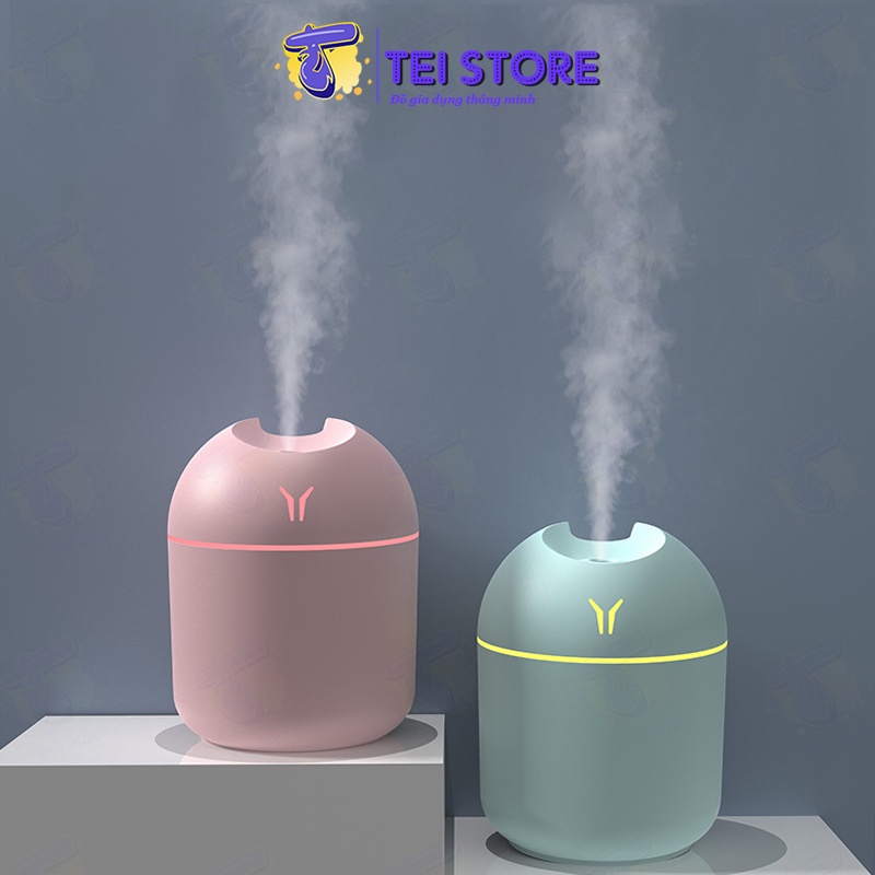 Máy xông tinh dầu mini, phun sương tạo ẩm không khí, khuếch tán tinh dầu - Đèn LED đổi màu B30 - Tei Store