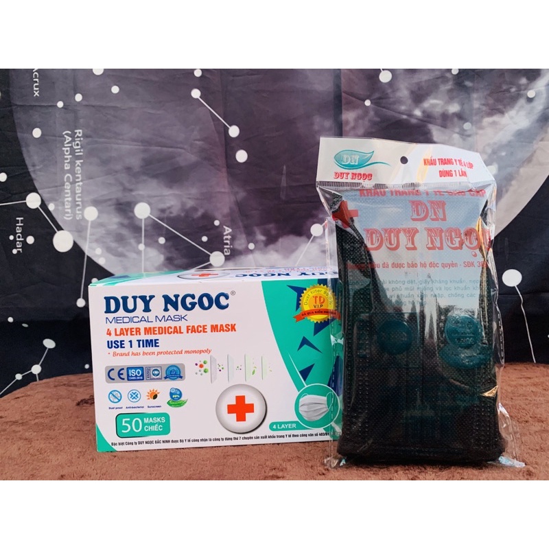 Khẩu Trang Y Tế Màu Đen Duy Ngọc Hộp 50 Cái 📌 Duy Ngọc Official