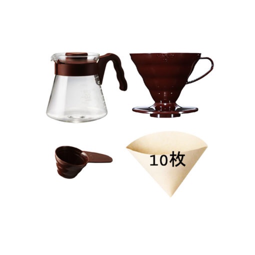 Bộ bình pha cà phê gồm phễu pha, bình pha cafe pour over Hario V60 600ml 2 ly xuất xứ Nhật Bản kèm 10 giấy lọc ca phe