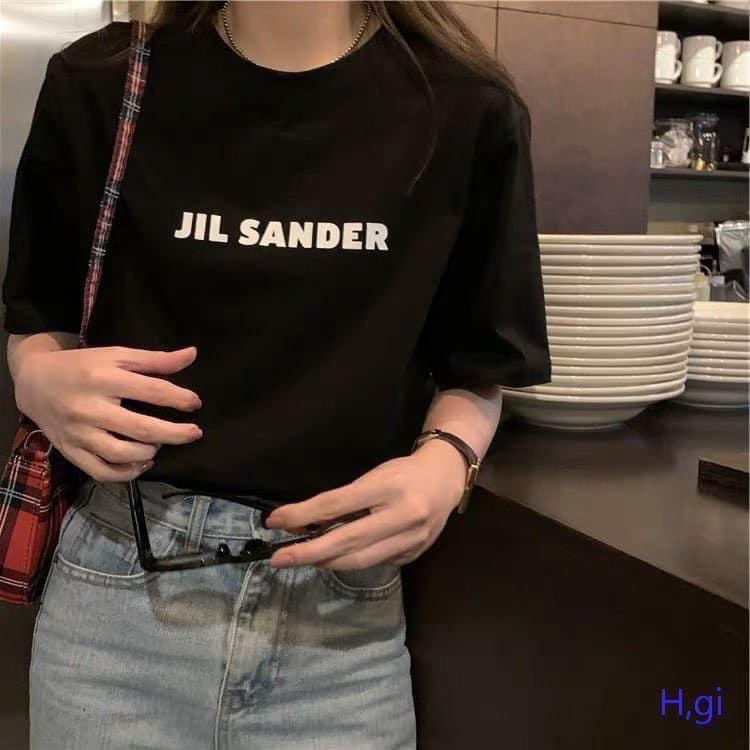 Áo phông nữ, áo thun nữ hàng đẹp mặc đôi nam nữ in chữ jil sander hàng unisex form rộng