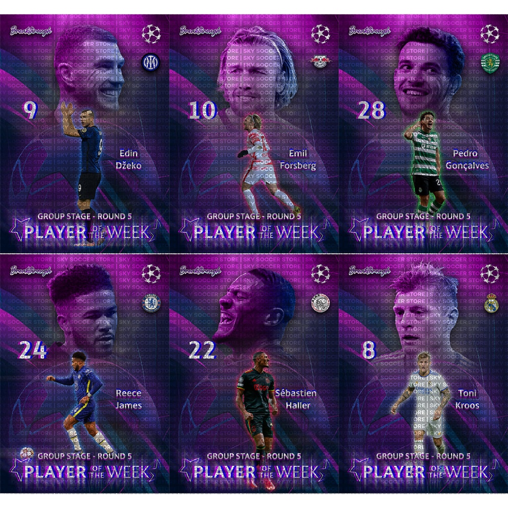Thẻ SKY BRTH PLAYER OF THE WEEK ROUND 5 | Toni Kroos Emil Forsberg Reece James Pedro Goncalves Haller Edin Dzeko