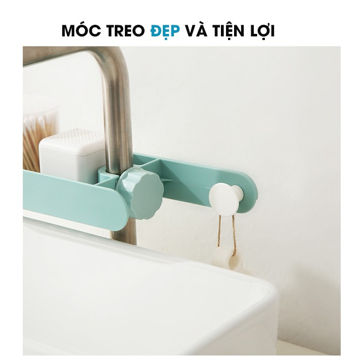 Giá để đồ đa năng có móc treo- Giỏ đựng đồ treo bồn rửa chén bát bằng nhựa dày - giá đựng treo vòi rửa chịu lực tốt