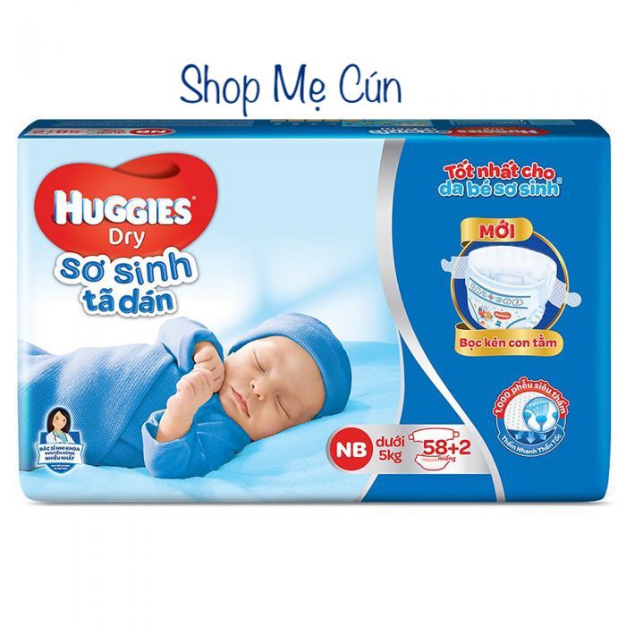 [Bọc kén con tằm] Tã dán Huggies sơ sinh NB40 /NB74 /S88