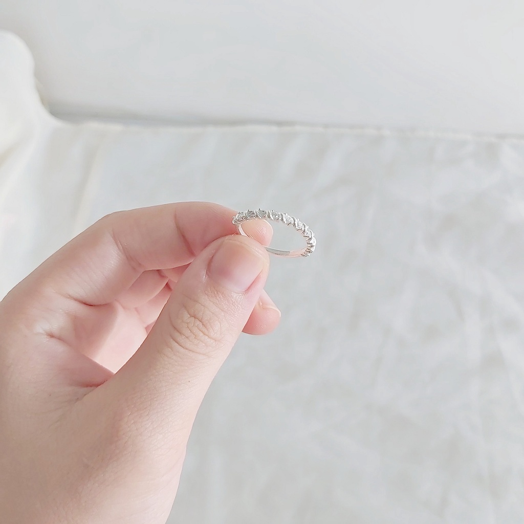 Nhẫn bạc nữ bạc 925 thật DaLiA Jewelry nhẫn bạc viền xoắn bọc đá sang trọng, đẳng cấp