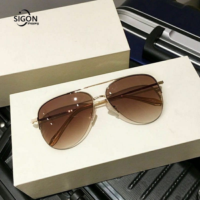 Kính Mát Nửa Gọng Màu Nâu Thời Trang