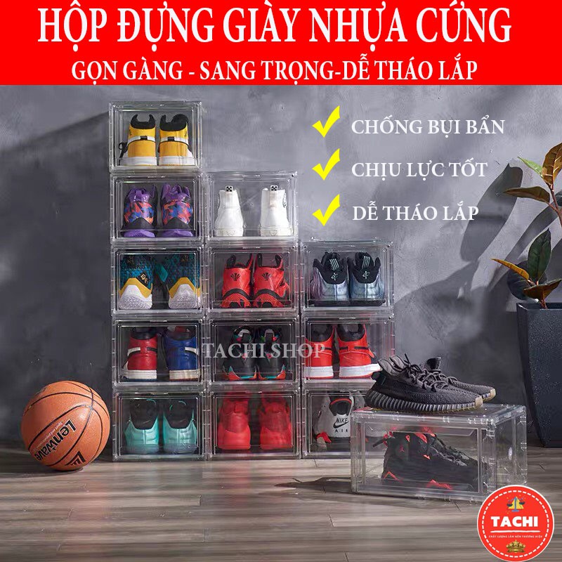 Hộp Đựng Giày Nhựa Cứng Cao Cấp Size Lớn Có Cửa Nam Châm Trong Suốt Lắp Ráp Tiện Lợi ( HÀNG LOẠI 1 )